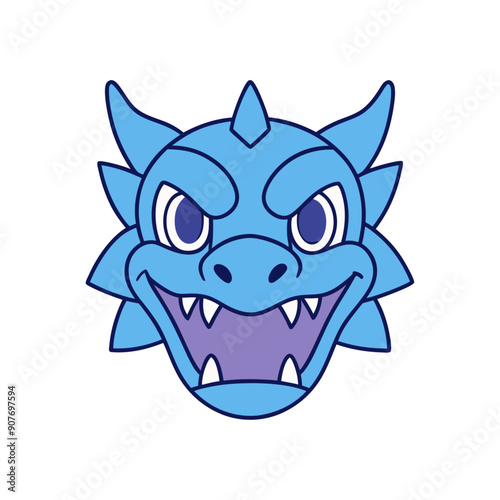 Aggressive Dragon Head    line art  vector