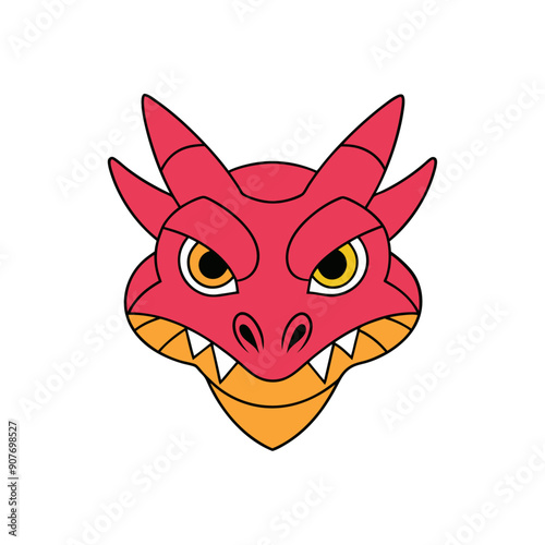 Aggressive Dragon Head    line art  vector
