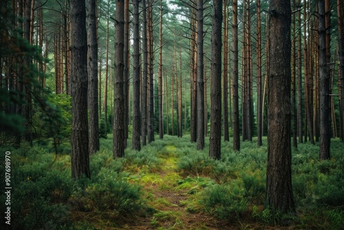 Pine forest nature woodland outdoors.