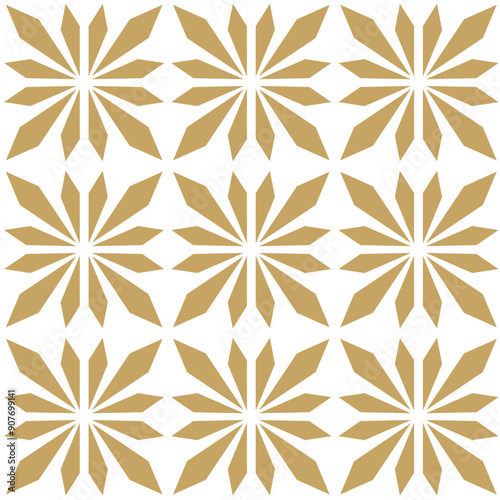 Abstract geometric pattern with stripes, lines. Seamless vector background. White and gold floral ornament. Modern reticulated graphic design.