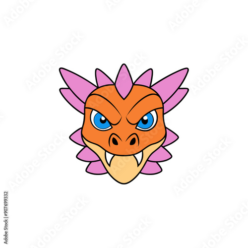 Aggressive Dragon Head    line art  vector