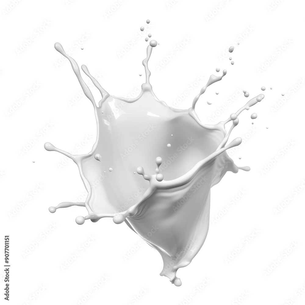 Dynamic White Milk Splash on Transparent Background Dynamic White Milk Splash on Transparent Background