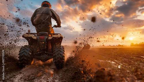 Man riding atv vehicle on offroad track
