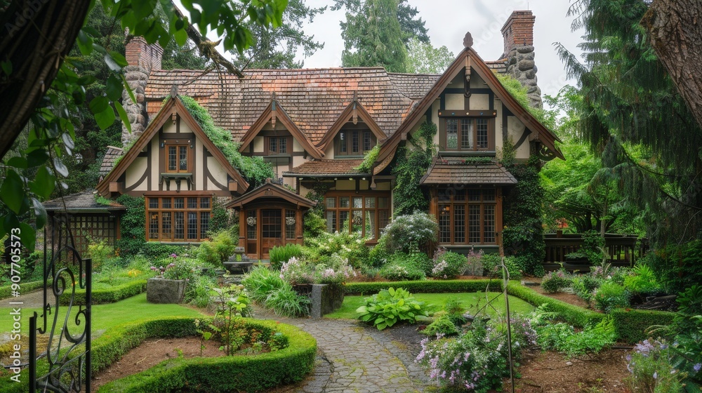 Imagine a Tudor-style house with exposed wooden beams, leaded glass windows, and a steeply pitched roof. Imagine a Tudor-style house with exposed wooden beams, leaded glass windows, and a steeply pitched roof.