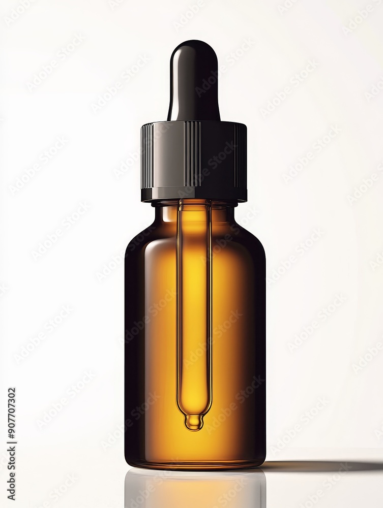 Brown dropper bottle with black cap isolated on white Brown dropper bottle with black cap isolated on white