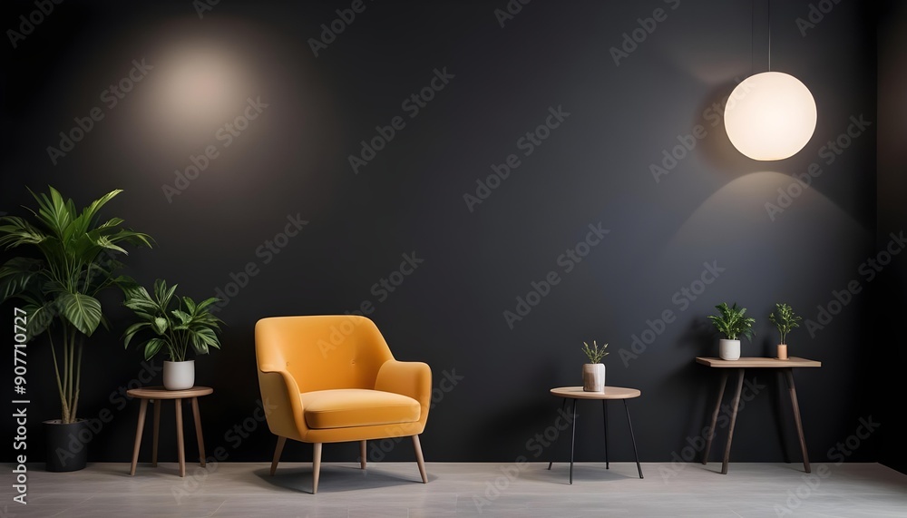 Black wall living room interior with chair and wall decor, Black wall room, Yellow sofa, black sofa, frame on wall, yellow sofa black wall, black living room, living room image, chair living room, Black wall living room interior with chair and wall decor, Black wall room, Yellow sofa, black sofa, frame on wall, yellow sofa black wall, black living room, living room image, chair living room,