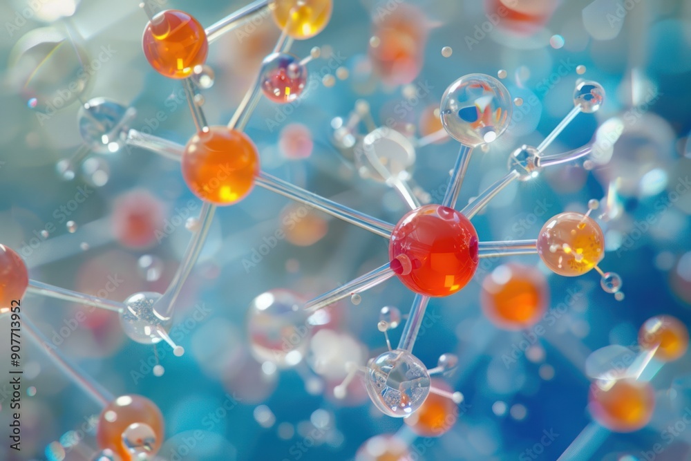 abstract atom molecule structure under microscope