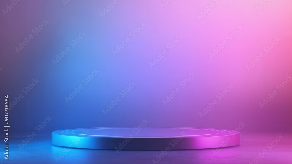 A vibrant abstract background featuring a circular platform illuminated with pink and blue lights, perfect for presentations. A vibrant abstract background featuring a circular platform illuminated with pink and blue lights, perfect for presentations.