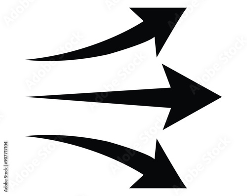 set of arrow showing air or wind flow. Air conditioner direction arrow isolated.