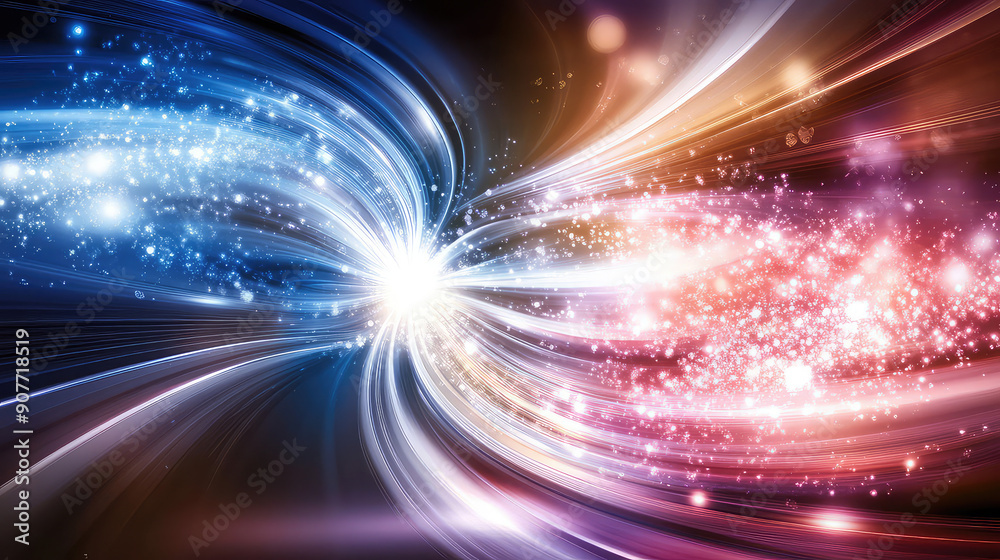 Abstract background with blue and purple neon light rays Abstract background with blue and purple neon light rays