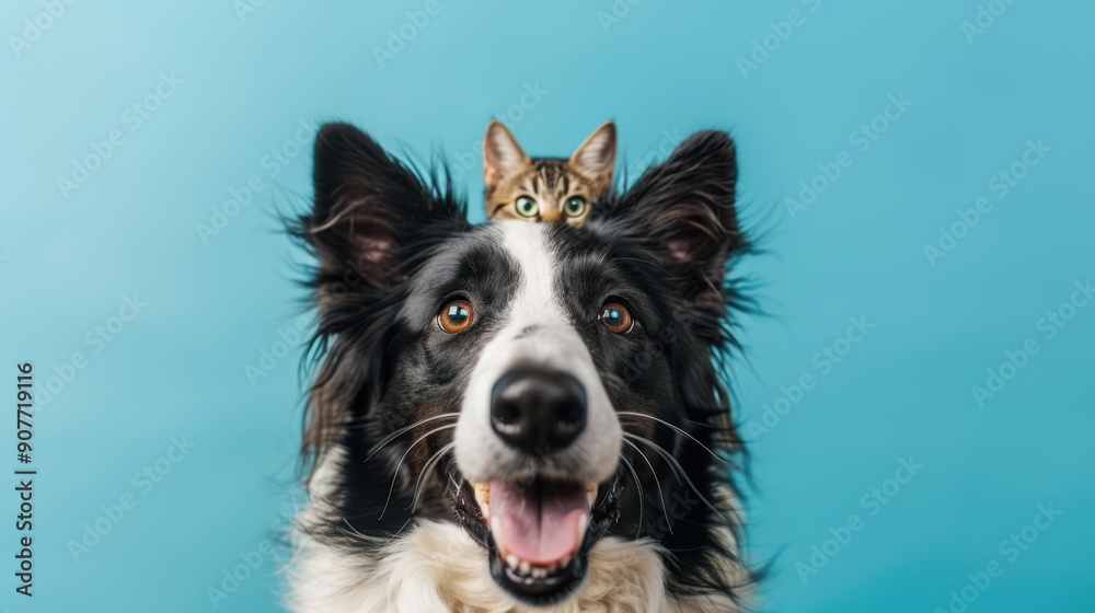 The smiling dog with kitten The smiling dog with kitten