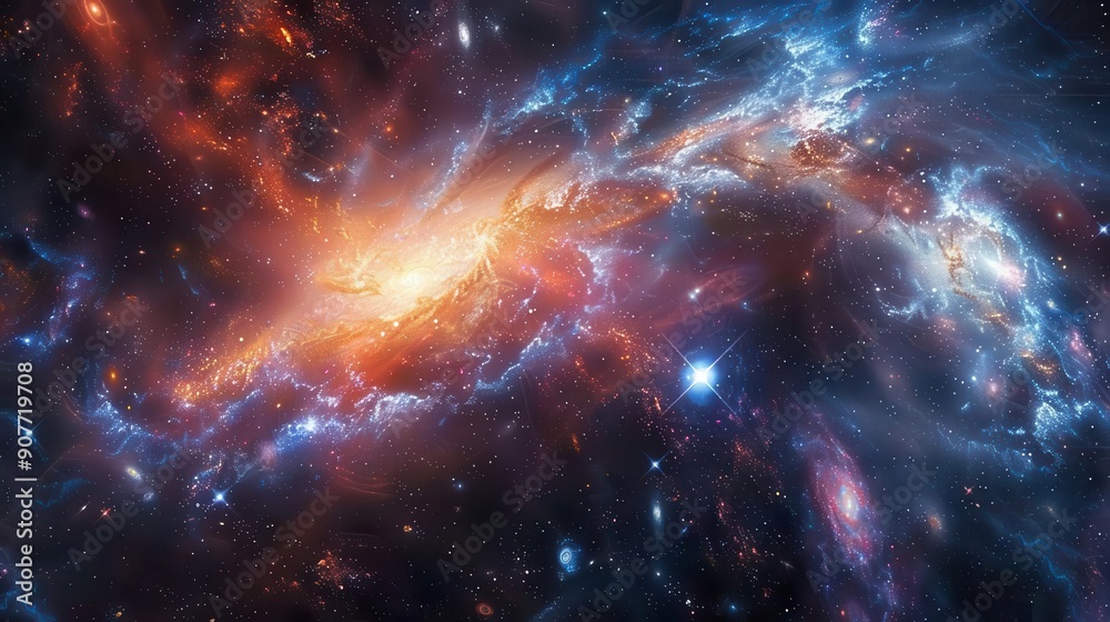 Generate a captivating scene of spacetime continuum and galaxy expansion Generate a captivating scene of spacetime continuum and galaxy expansion
