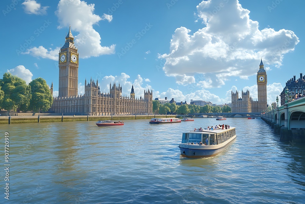 Westminster pier and Houses of Parliament with Big Ben Westminster pier and Houses of Parliament with Big Ben