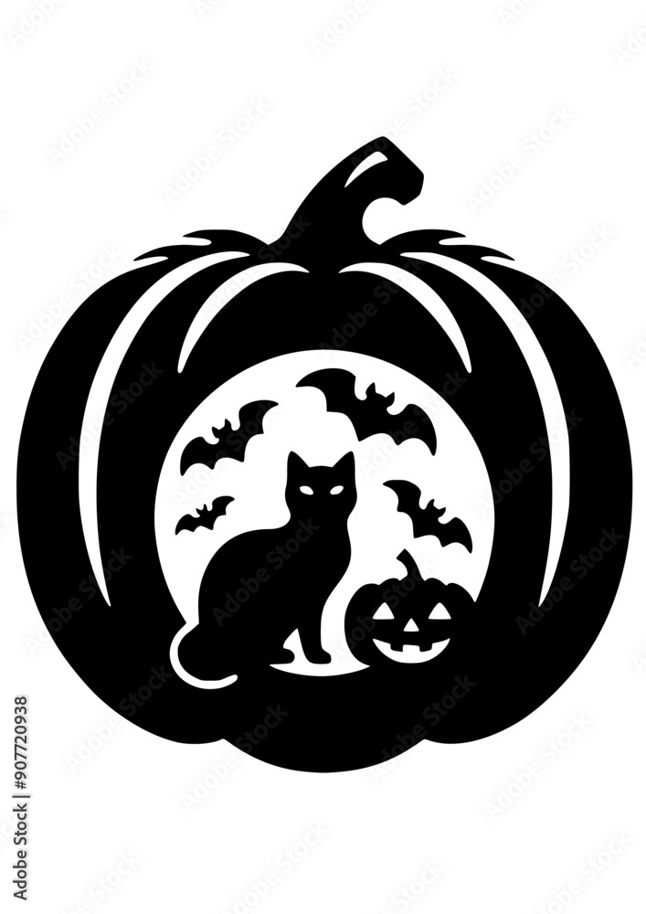 Fototapeta premium Halloween SVG, Trick or treat SVG, Ghost SVG, Witch SVG, Black Cat SVG, Scary SVG, Pumpkin SVG, Holiday SVG, Jack o Lantern, Halloween Silhouette, Halloween Vector, Clipart, Cut file for Cricut, JPG