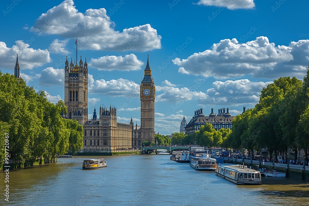 Westminster pier and Houses of Parliament with Big Ben Westminster pier and Houses of Parliament with Big Ben