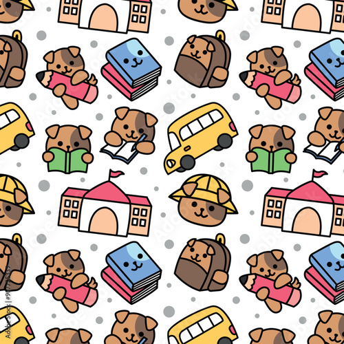 BACK TO SCHOOL PUPPY PATTERN DESIGN