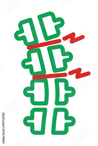 Spine care and backache, chiropractic medicine line icon features linear spinal column, medical care or wellness. Isolated vector outline sign represent back health services