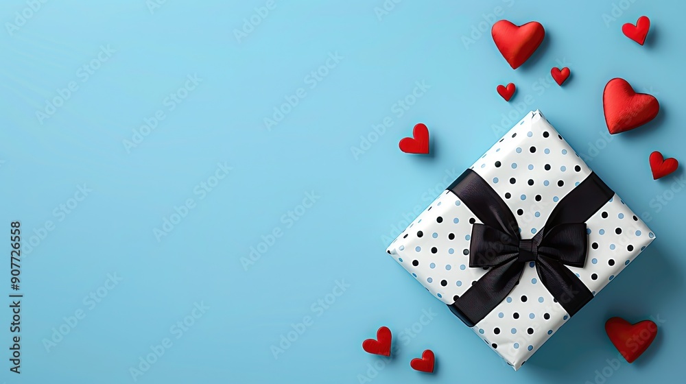 A box with a bow on top of it is surrounded by many red hearts A box with a bow on top of it is surrounded by many red hearts