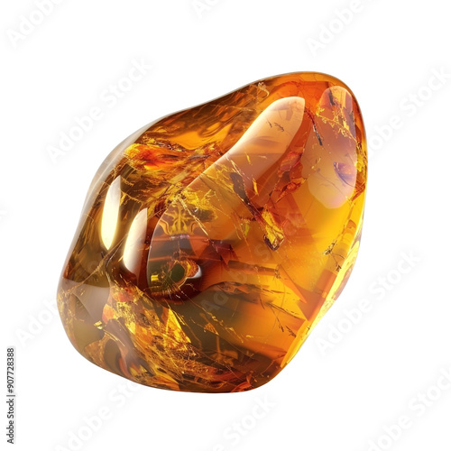 amber stone on white background render ultra realistic