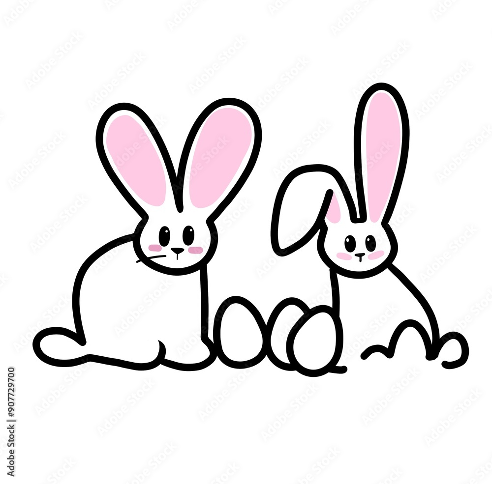 cute drawing of white rabbit with easter eggs , bunny , happy easter cute drawing of white rabbit with easter eggs , bunny , happy easter