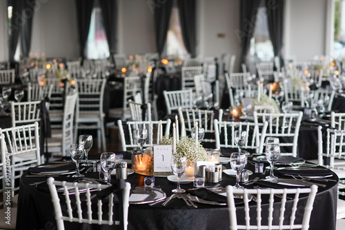 Elegant Black and Silver Wedding Table Setting