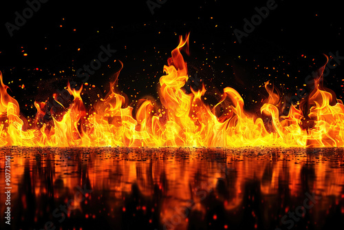 Fire flamesl with glowing f...