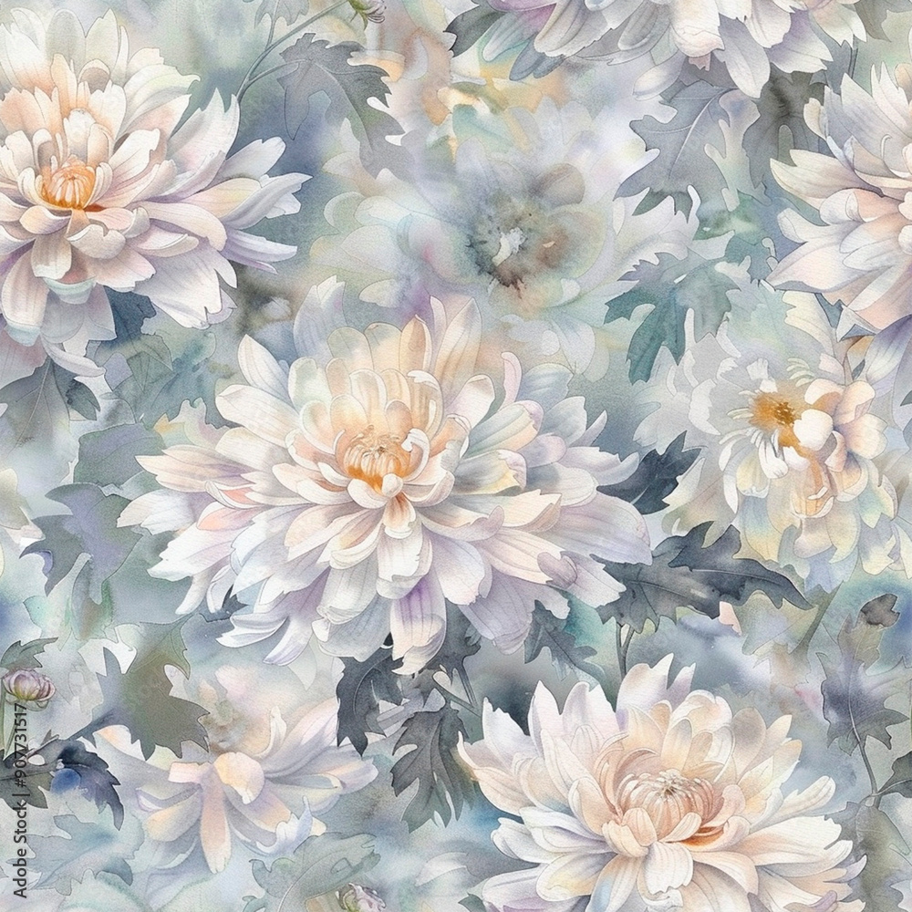 Obraz premium seamless watercolor floral primitive wallpaper