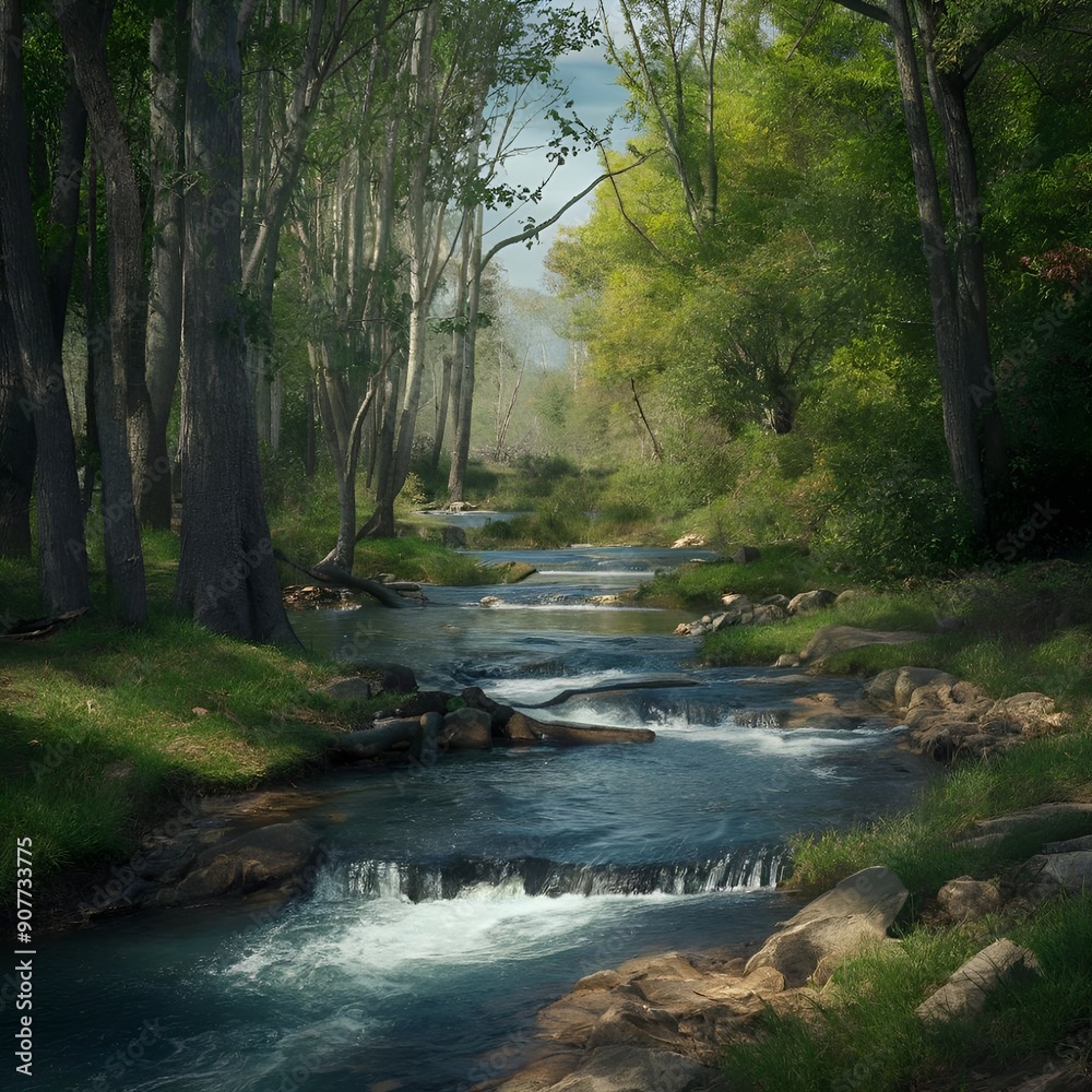 Obraz premium stream in the forest