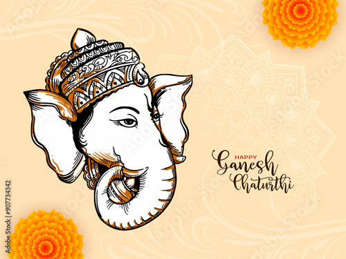 Beautiful Happy Ganesh Chaturthi Indian festival religious background