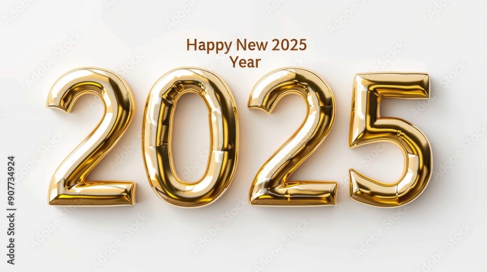 A gold number sign for the year 2025 A gold number sign for the year 2025