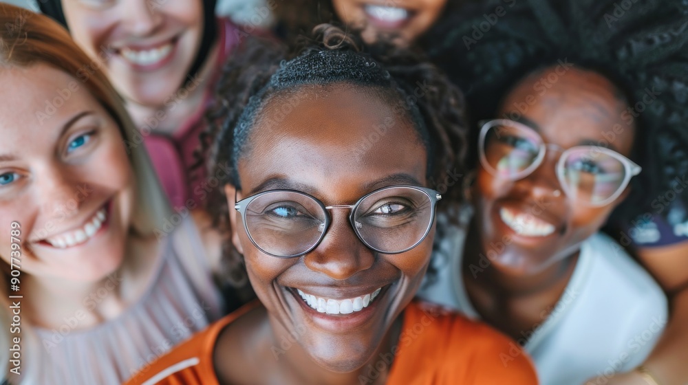 A group of women are smiling and wearing glasses A group of women are smiling and wearing glasses