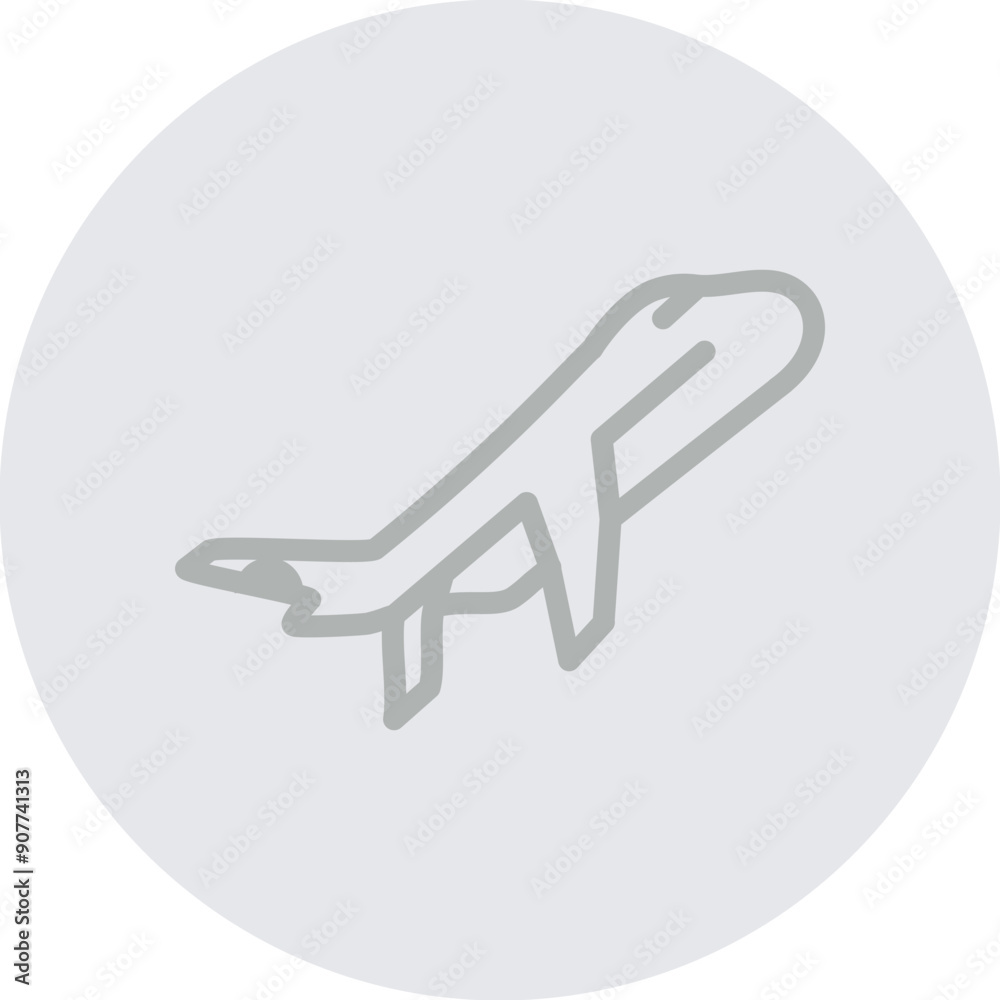Fototapeta premium Airplane Vector Line Grey Circle Grey