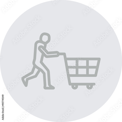 Customer Vector Line Grey Circle Grey