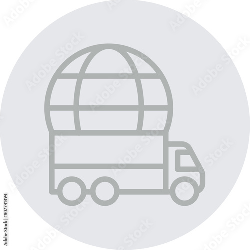 Globe (for international delivery) Vector Line Grey Circle Grey