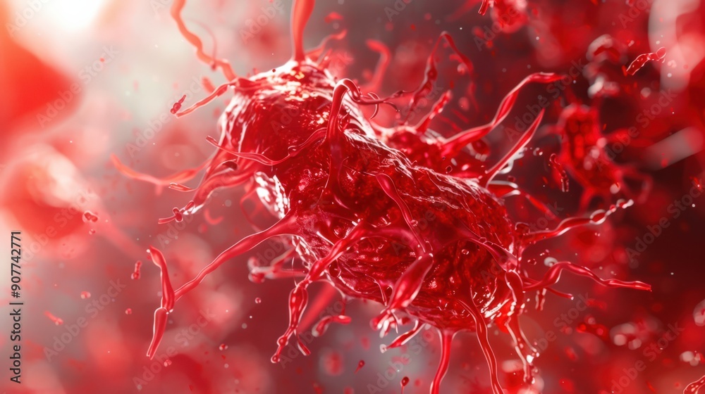 A red blob of liquid with red splatters all over it A red blob of liquid with red splatters all over it