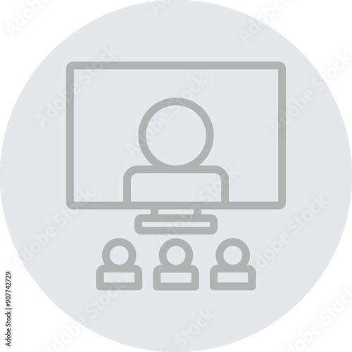 Webinar Vector Line Grey Circle Grey