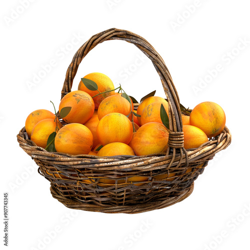 basket with fruits on white background render ultra