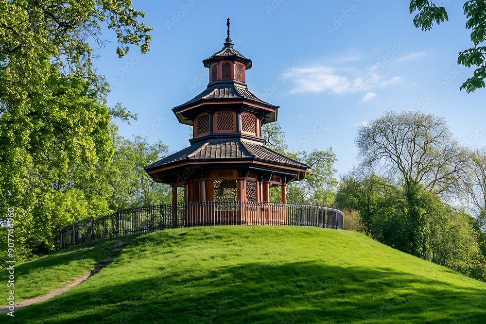 Asian pagoda architecture in the park Asian pagoda architecture in the park