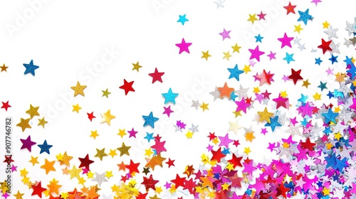  Shiny Colorful Glitter with Stars on White Background: Sparkling Festive Design