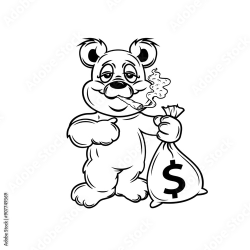 Teddy Bear Weed | Teddy Bear | Smoking Joint | Weed Life | Teddy Smoking Joint | Bandit Teddy Smoking | Weed | Kush Life | Original Illustration | Vector and Clipart | Cutfile and Stencil