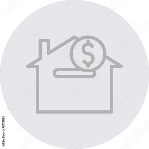 Real Estate Investment Vector Line Grey Circle Grey