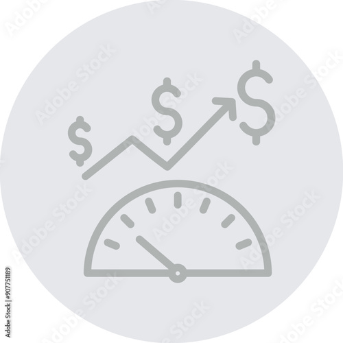 Economic Indicators Vector Line Grey Circle Grey