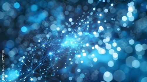 Wallpaper Mural Blue abstract background with a network grid and particles Torontodigital.ca