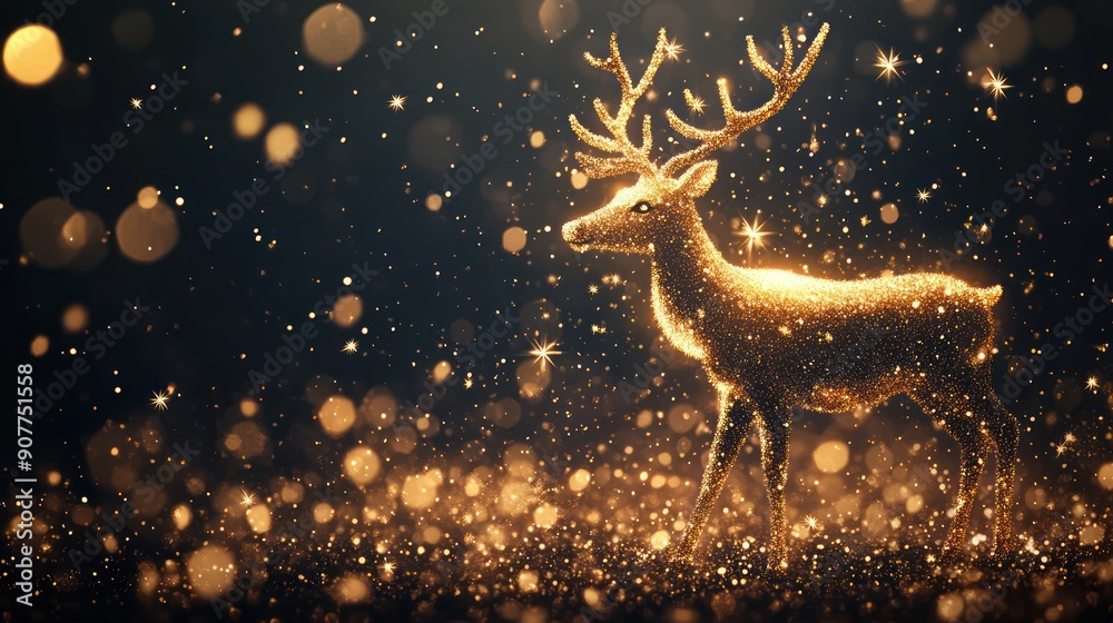 reindeer and stars, Merry Christmas concept