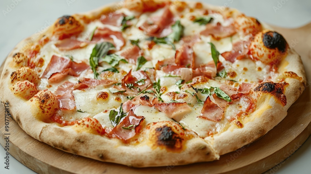 Tantalizing Gourmet Pizza Creation with Unique Toppings on Thin Crust for Fine Dining Experience, Italian Cuisine, Copy Space Available, Generative Ai Tantalizing Gourmet Pizza Creation with Unique Toppings on Thin Crust for Fine Dining Experience, Italian Cuisine, Copy Space Available, Generative Ai