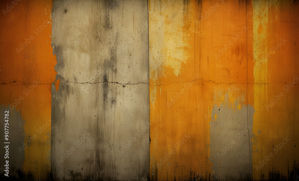 Fototapeta premium Vibrant Orange-Yellow Textured Grunge Concrete Wall Backgrounds for Bold Designs