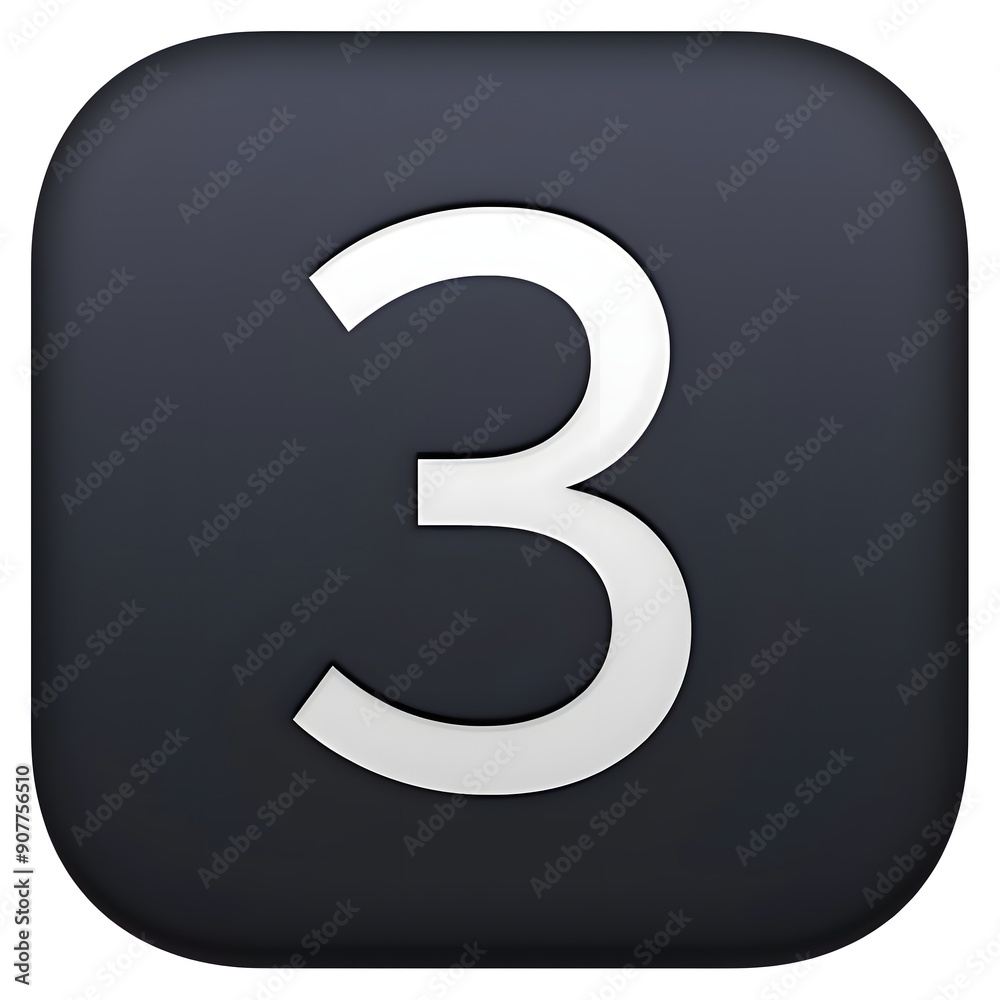 Fototapeta premium Keycap Digit Three