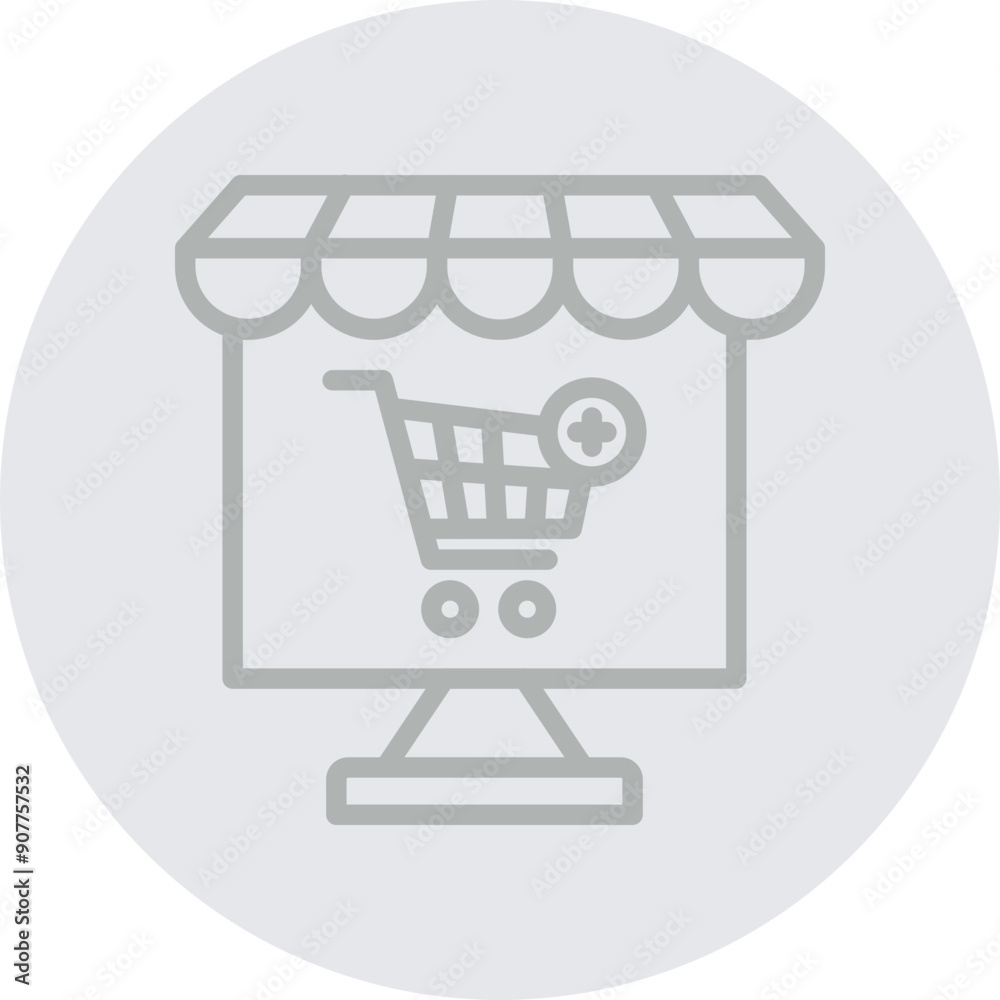  Online Shop Vector Line Grey Circle Grey