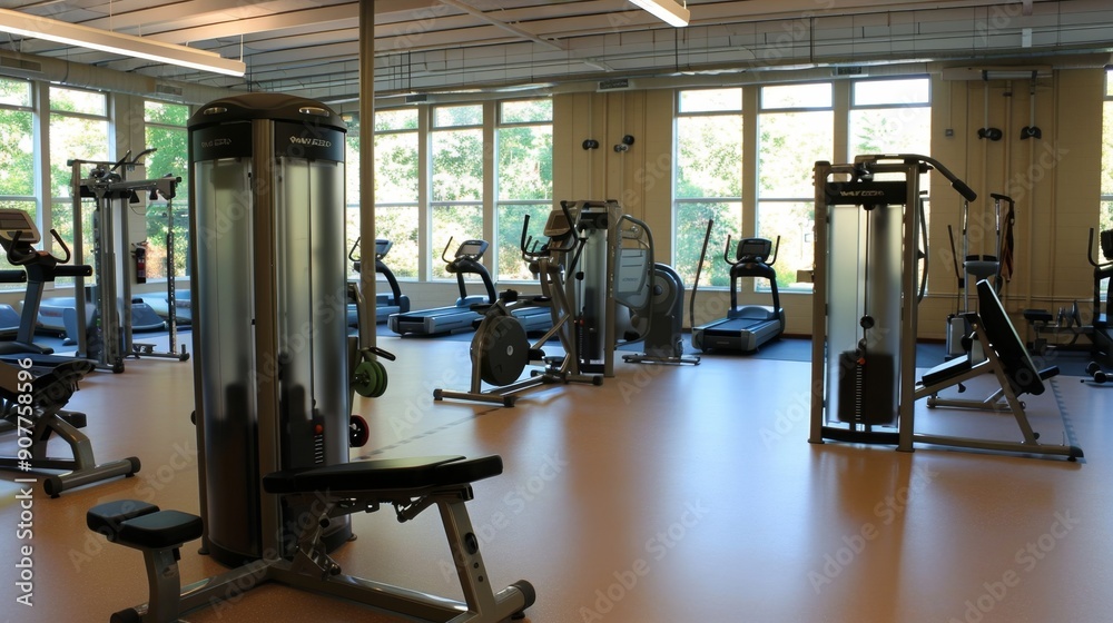 Modern Gym Interior With Exercise Equipment. Modern Gym Interior With Exercise Equipment.