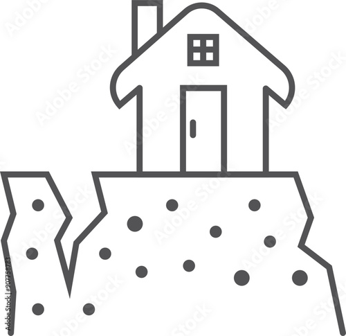 Earthquake line icon. Street ground surface crack